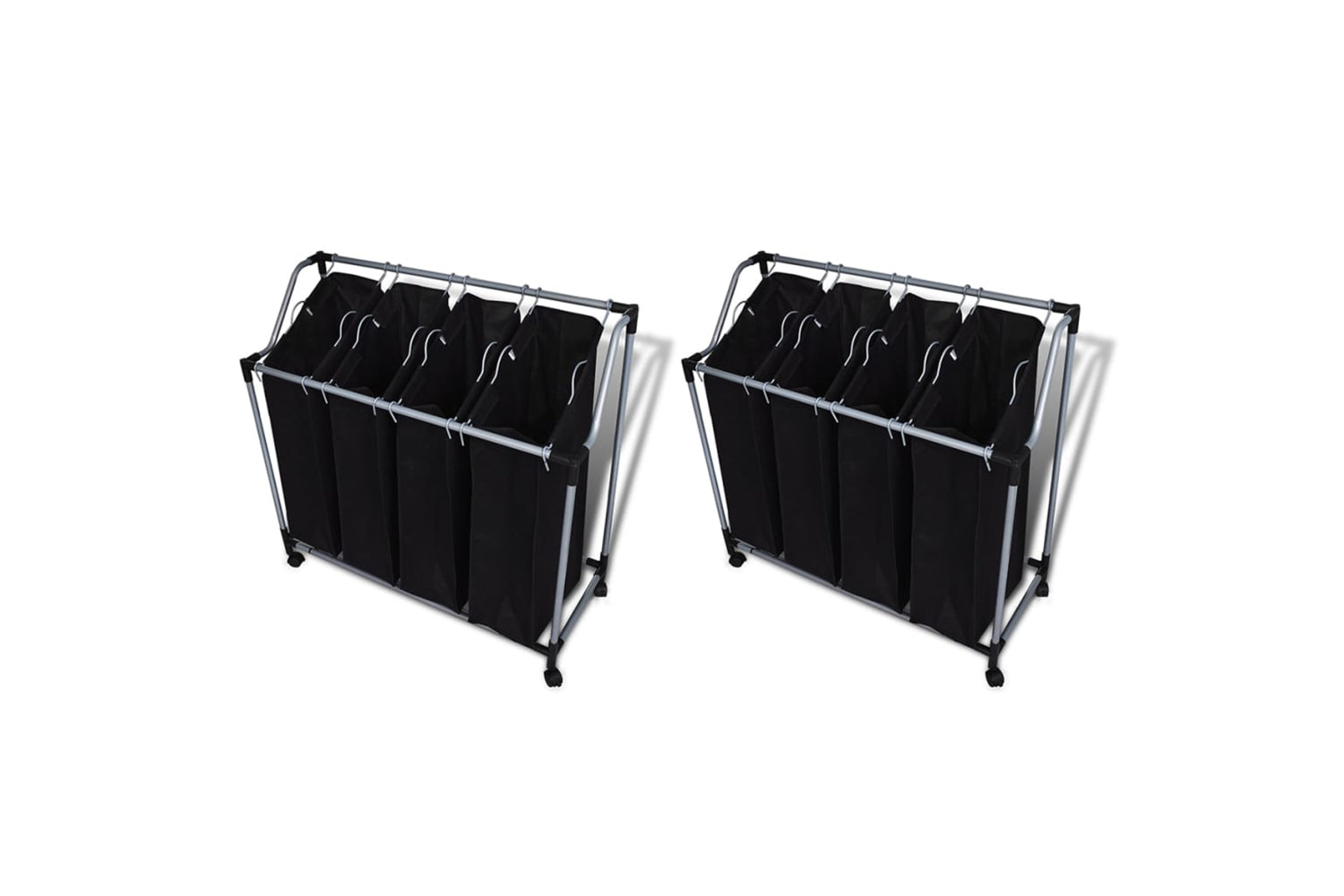 Vidaxl 276041 Laundry Sorters With Bags 2 Pcs Black And Grey