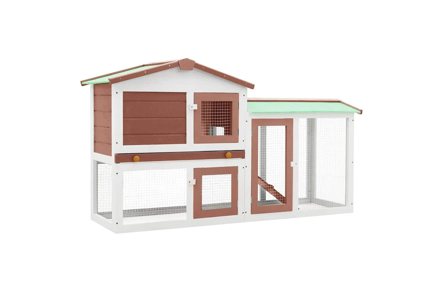 Vidaxl 170841 Outdoor Large Rabbit Hutch Brown And White 145 X 45 X 84 Wood