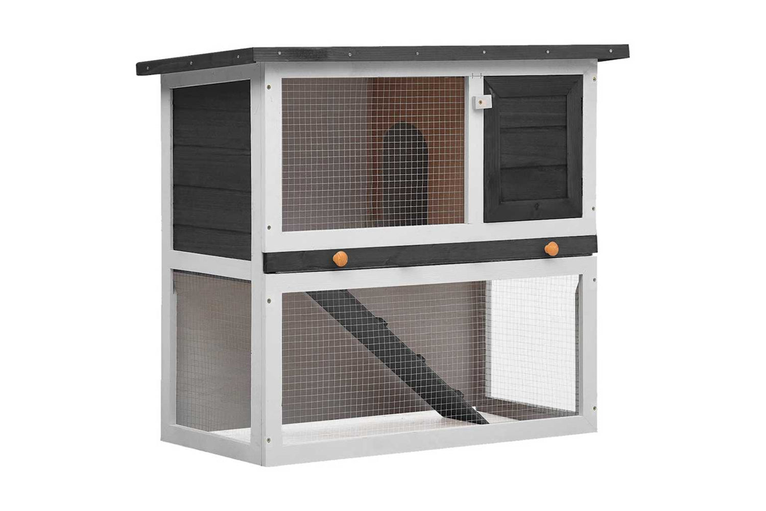 Vidaxl 170831 Outdoor Rabbit Hutch 1 Door Grey Wood