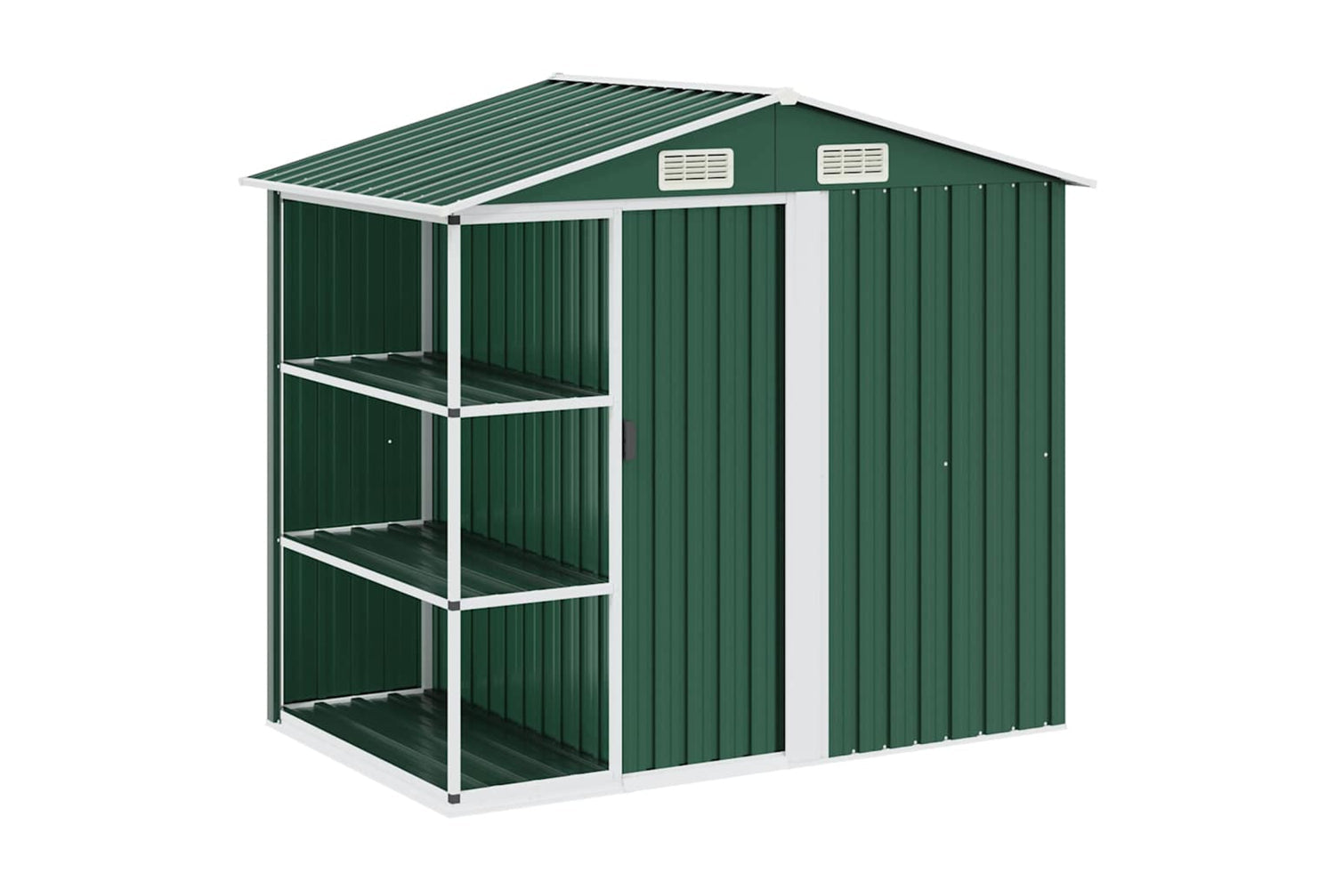 vidaXL 47104 Garden Shed With Rack Green 205x130x183cm Iron