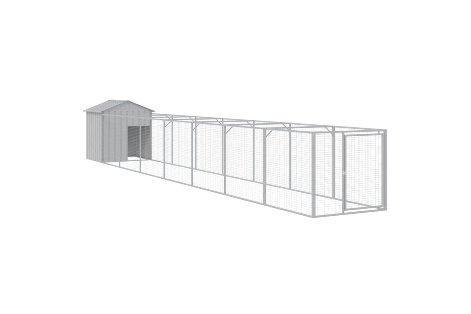 vidaXL 3189066 Dog House With Roof Light Grey 117x813x123cm Galvanised Steel