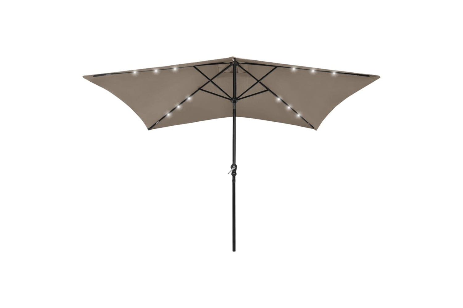 Vidaxl 313789 Parasol With Leds And Steel Pole Taupe 2x3 M