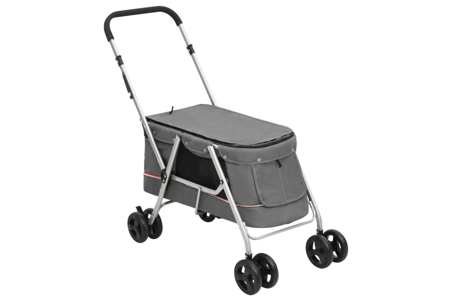 vidaXL 172203 Folding Dog Stroller Grey 100x49x96cm Linen F-2