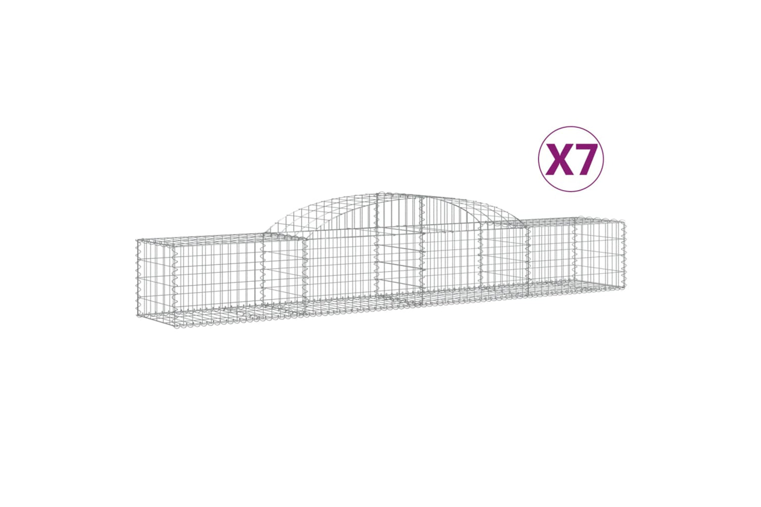 vidaXL 3146652 Arched Gabion Baskets 7 Pcs 300x50x40/60cm Galvanised Iron
