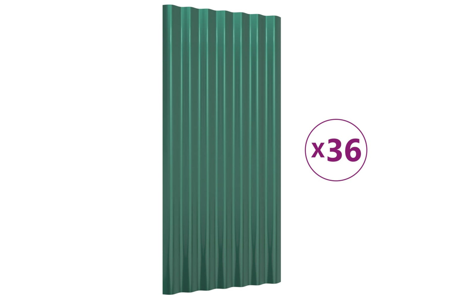 vidaXL 319138 Roof Panels 36 Pcs Powder-coated Steel Green 80x36cm-2