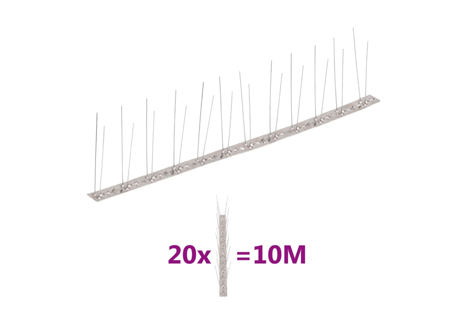 Vidaxl 149130 2-row Stainless Steel Bird & Pigeon Spikes Set Of 20 10 M