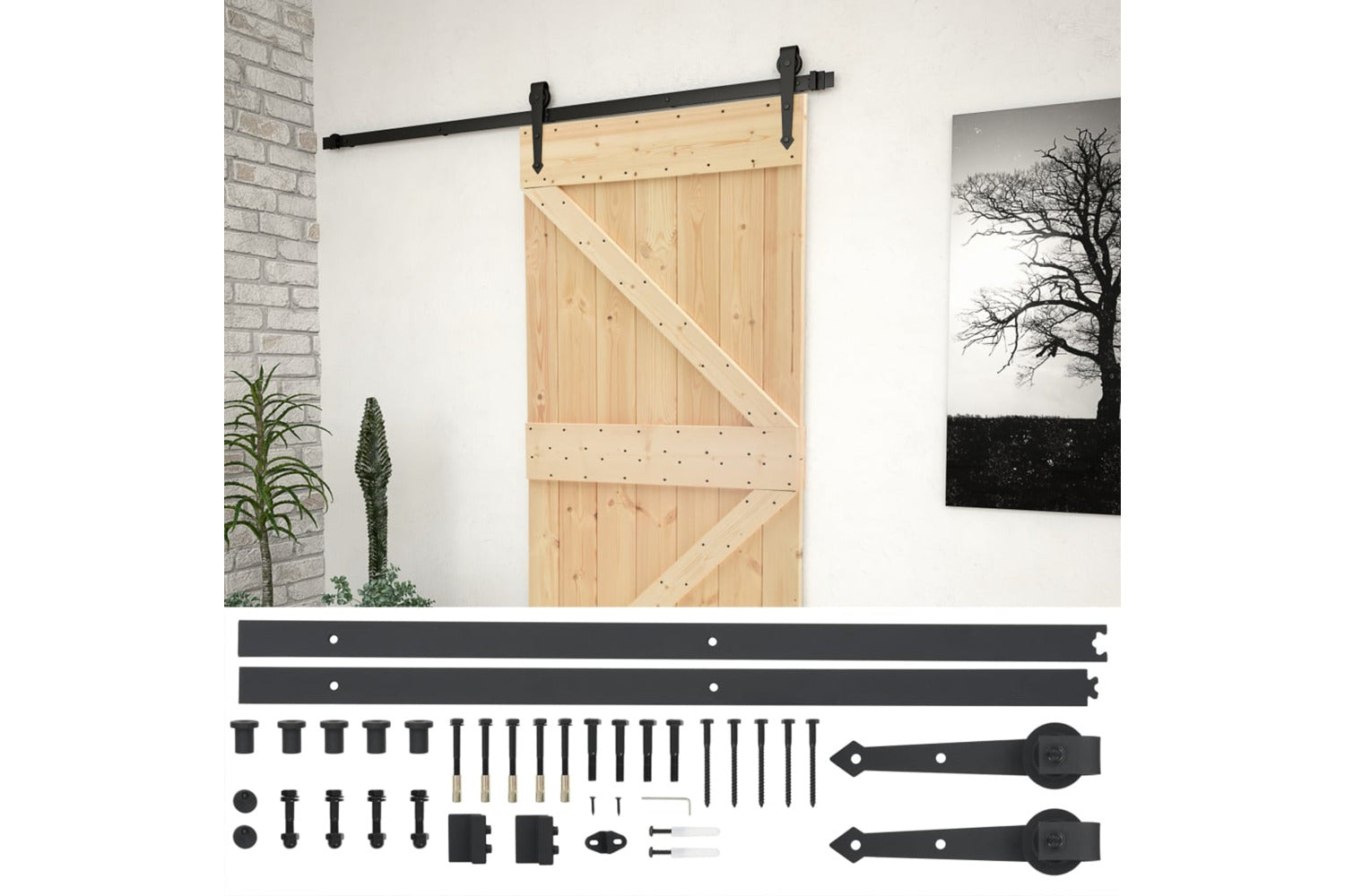 vidaXL 3057485 Sliding Door With Hardware Set 80x210cm Solid Pine Wood-2
