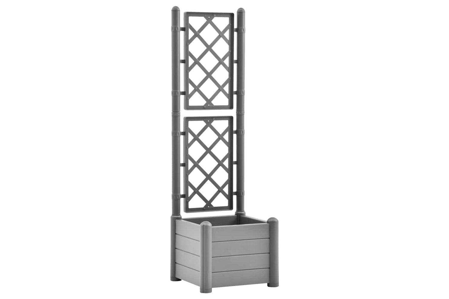 vidaXL 317581 Garden Planter With Trellis 43x43x142cm Pp Stone Grey