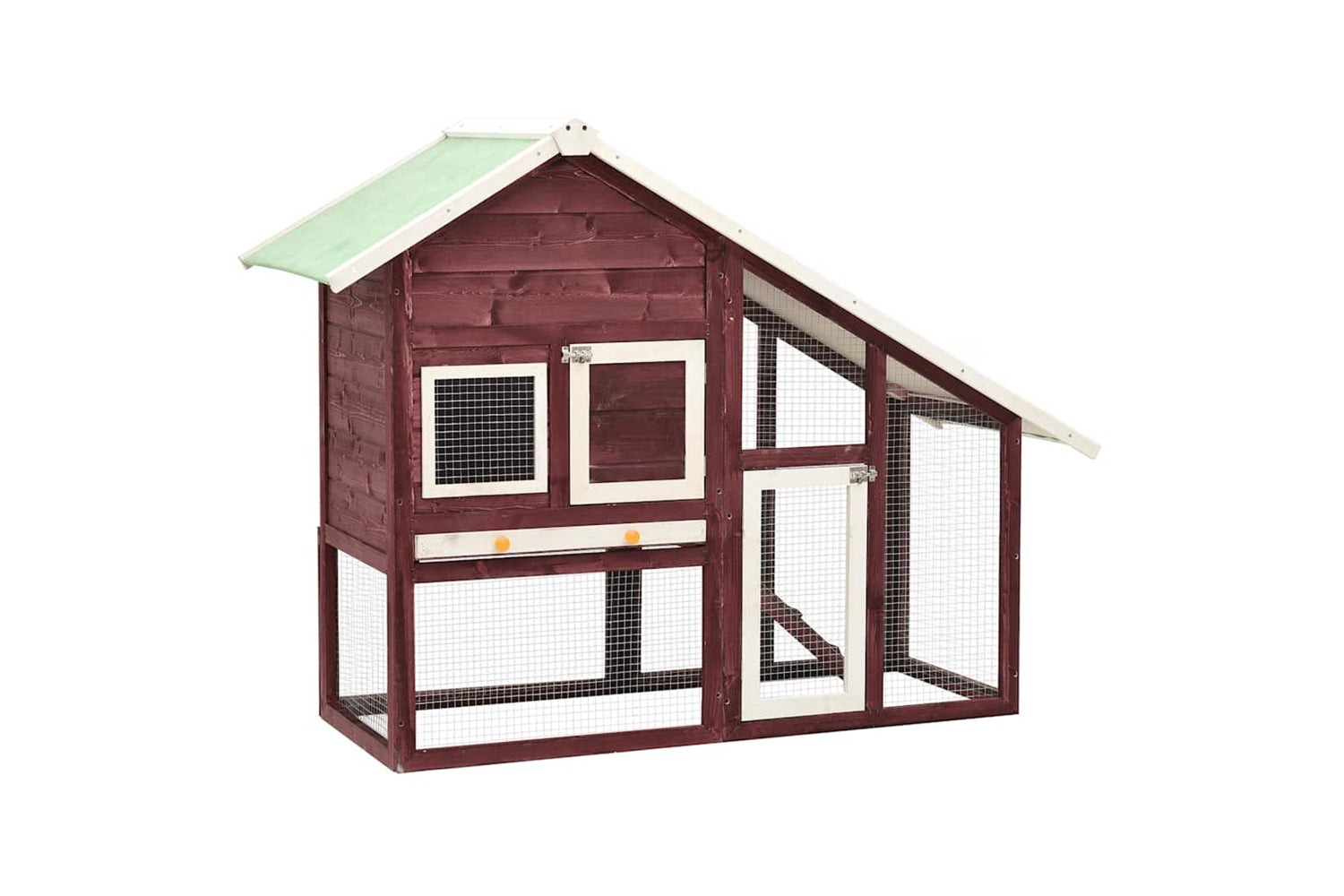 vidaXL 170870 Rabbit Hutch Mocha And White 140x63x120cm Solid Firwood