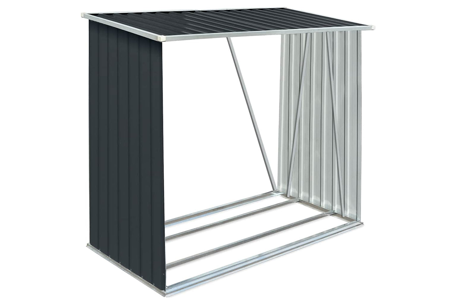 vidaXL 47091 Garden Log Storage Shed Galvanised Steel 163x83x154cm Anthracite
