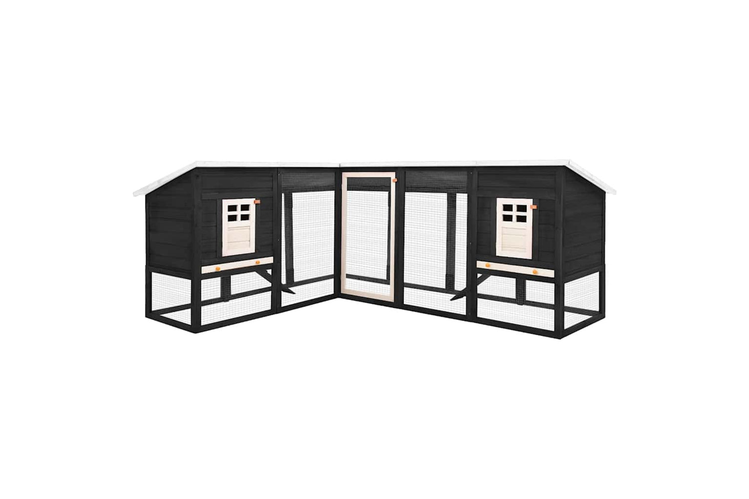 Vidaxl 170873 Outdoor Rabbit Hutch With Run Grey And White Solid Fir Wood