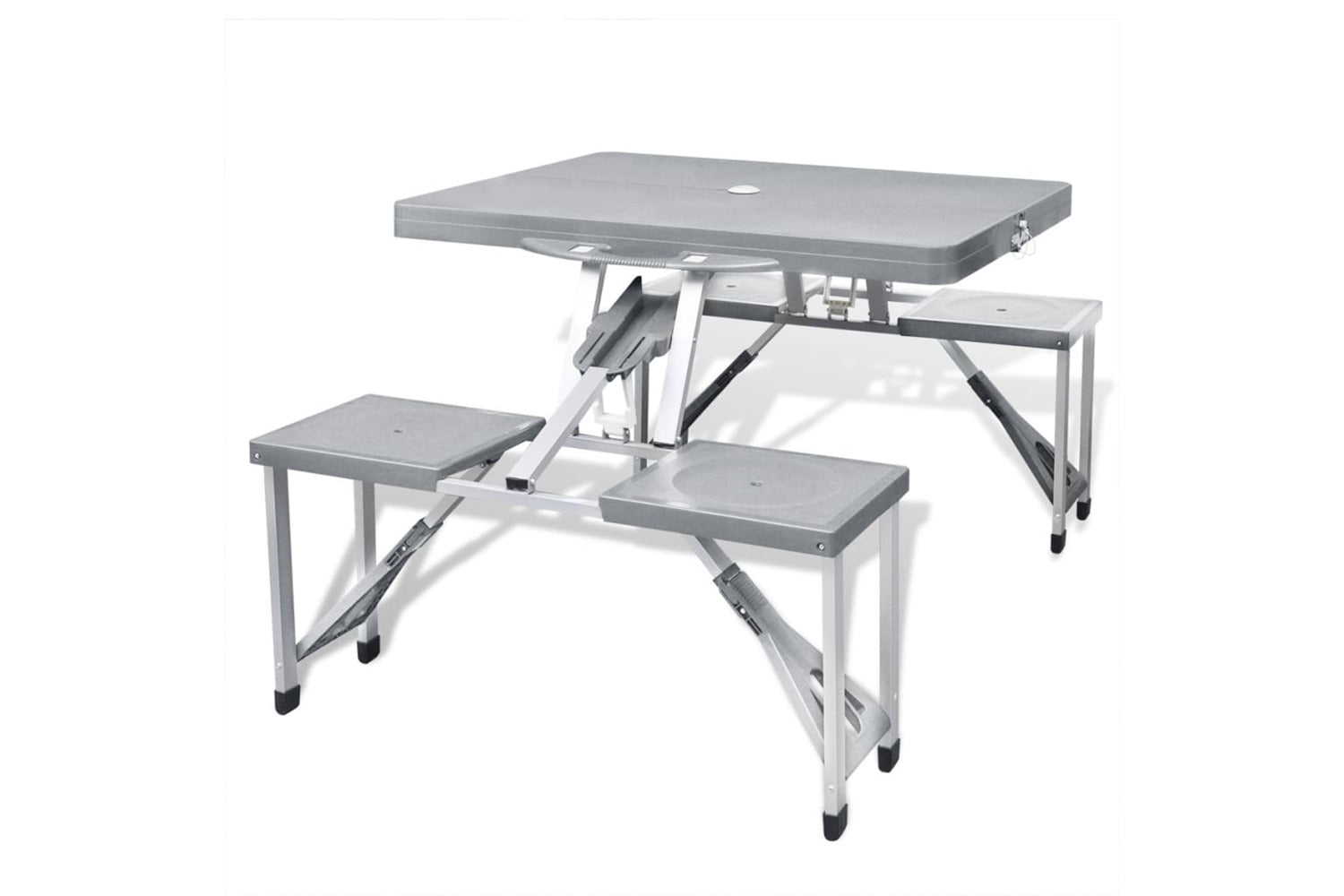 Vidaxl Foldable Camping Table Set With 4 Stools Aluminium Extra Light Grey-2