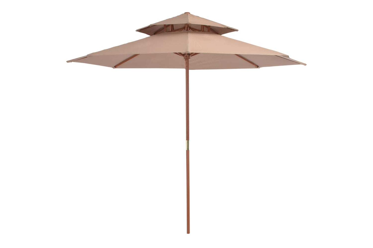 vidaXL 44520 Double Decker Parasol With Wooden Pole 270cm Taupe