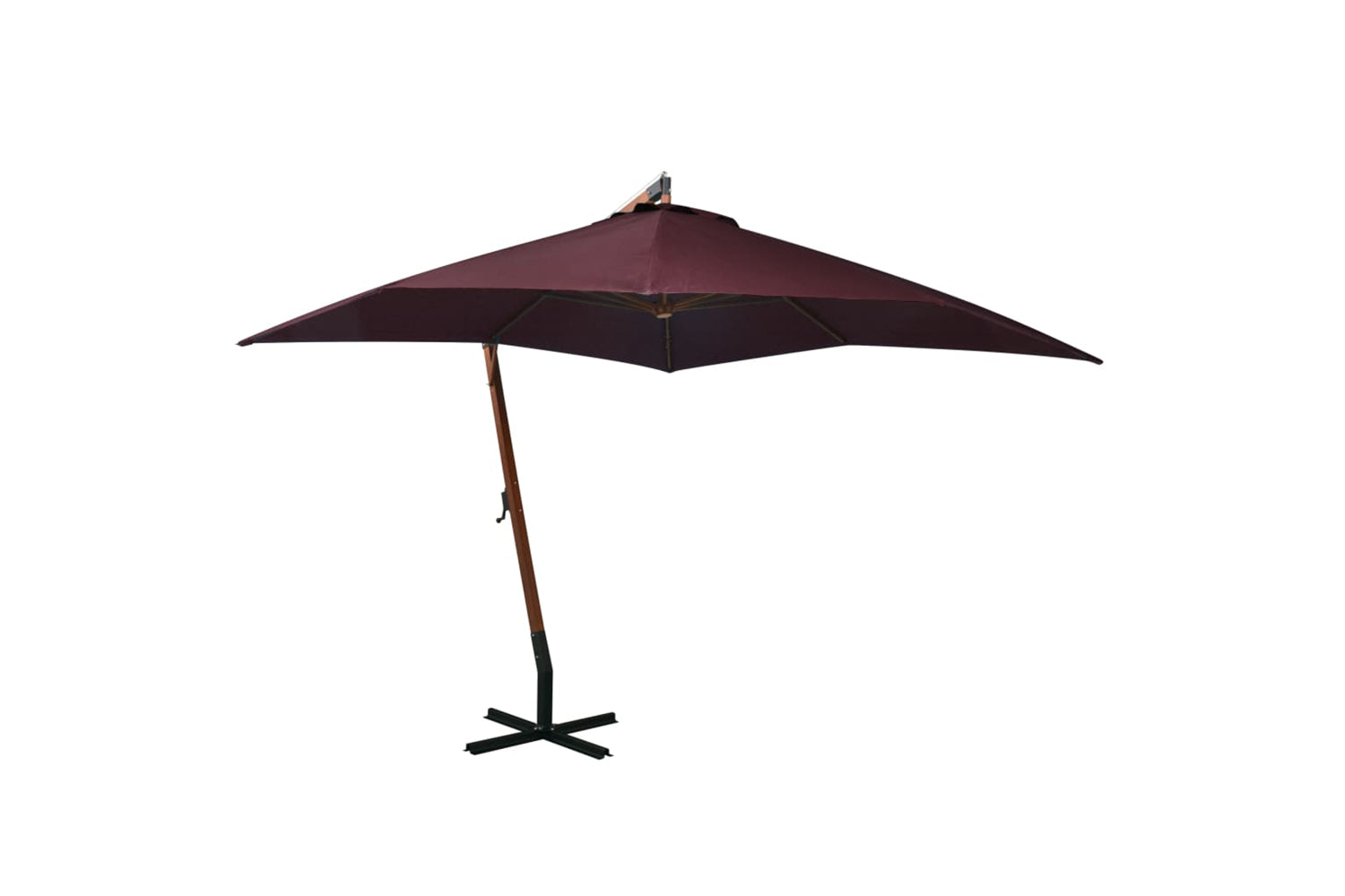 Vidaxl 313776 Hanging Parasol With Pole Bordeaux Red 3x3 M Solid Fir Wood