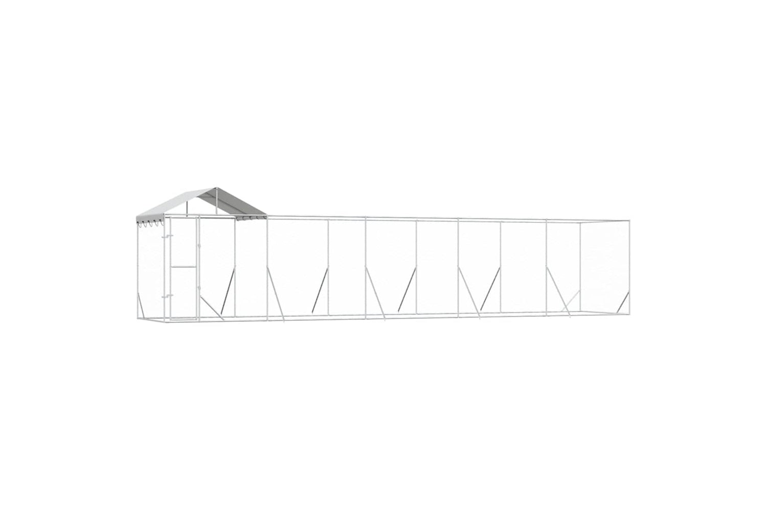 Vidaxl 3190468 Outdoor Dog Kennel With Roof Silver 10x2x2.5 M Galvanised Steel