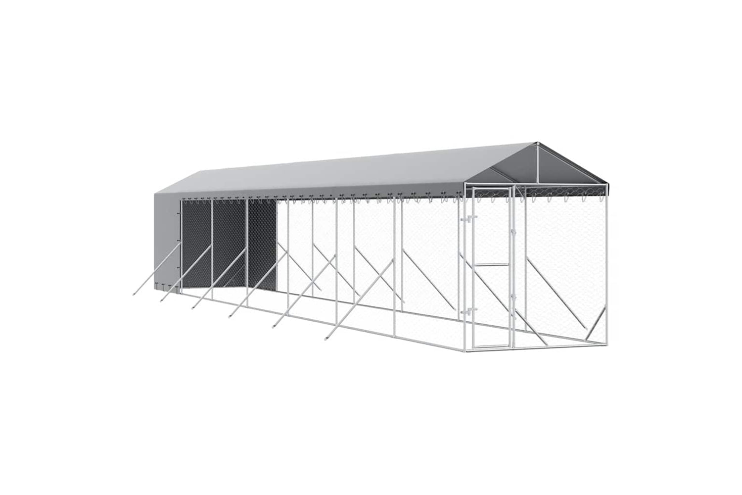 Vidaxl 3190493 Outdoor Dog Kennel With Roof Silver 2x14x2.5 M Galvanised Steel