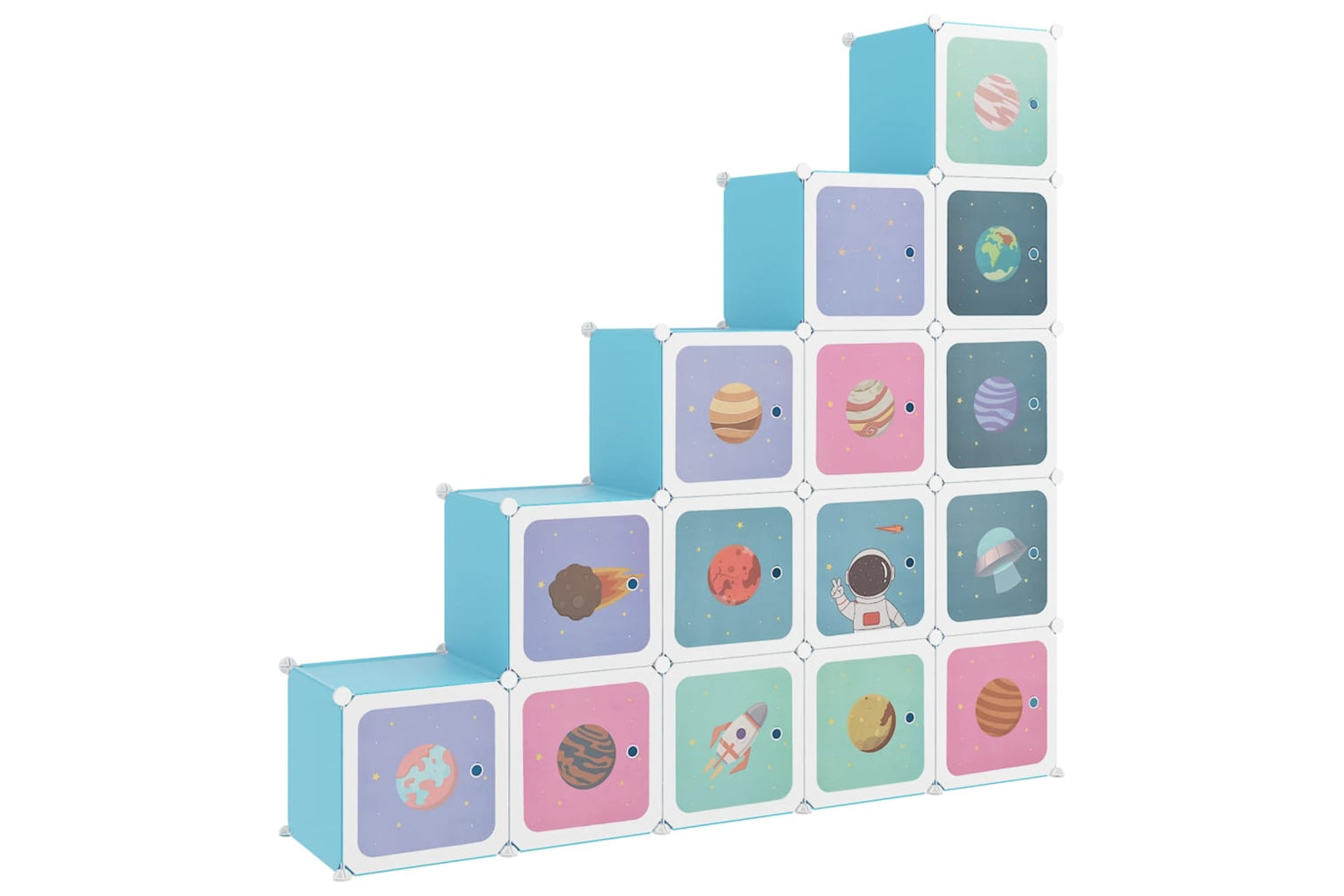 Vidaxl 340576 Cube Storage Cabinet For Kids With 15 Cubes Blue Pp