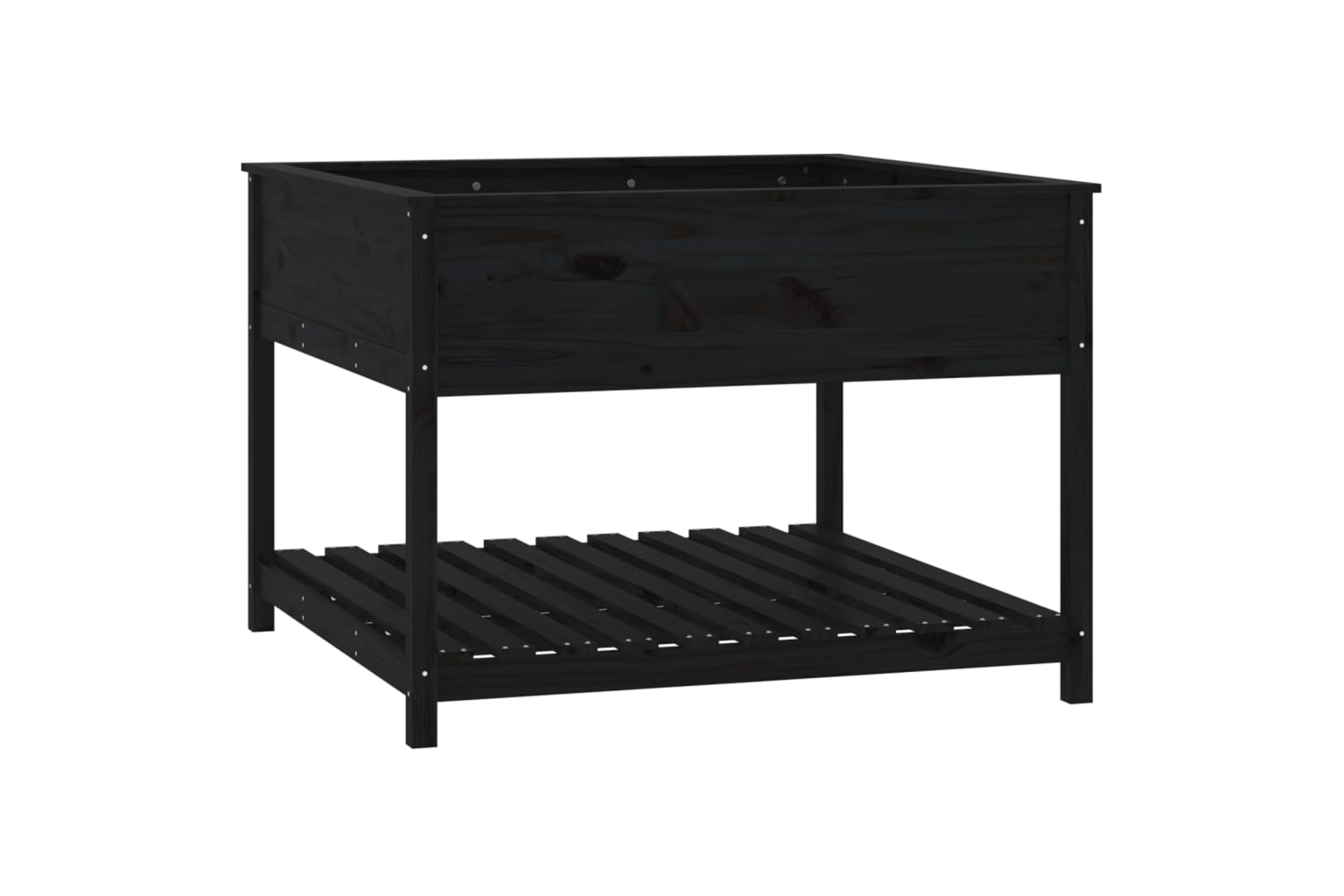 vidaXL 823805 Planter With Shelf Black 111.5x111.5x81cm Solid Wood Pine