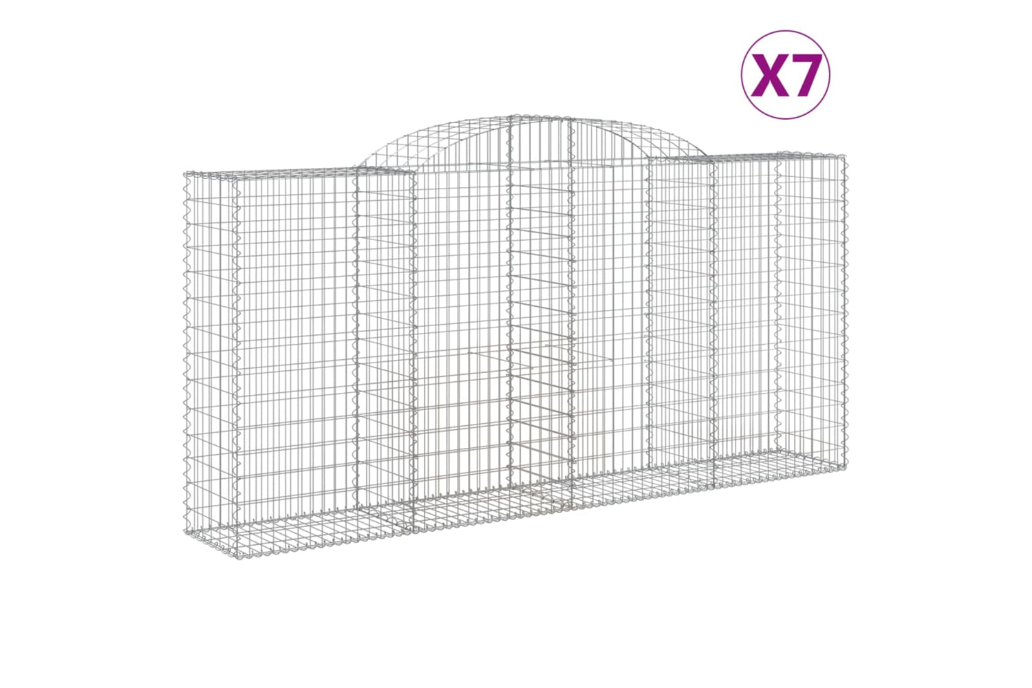 vidaXL 3146742 Arched Gabion Baskets 7 Pcs 300x50x140/160cm Galvanised Iron