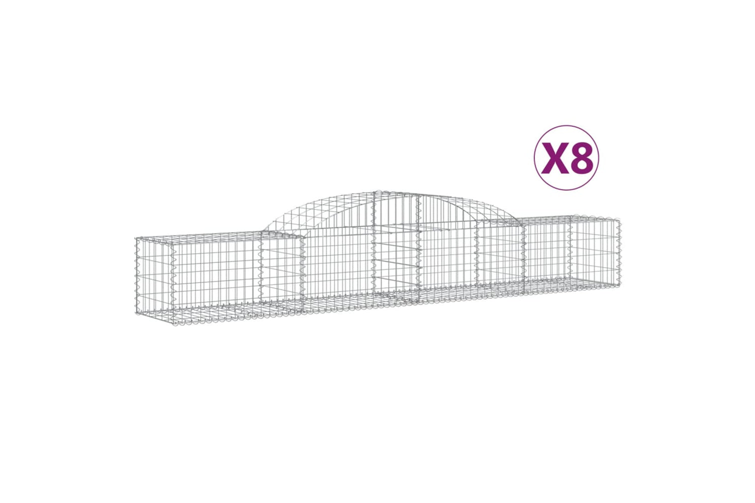 vidaXL 3146653 Arched Gabion Baskets 8 Pcs 300x50x40/60cm Galvanised Iron