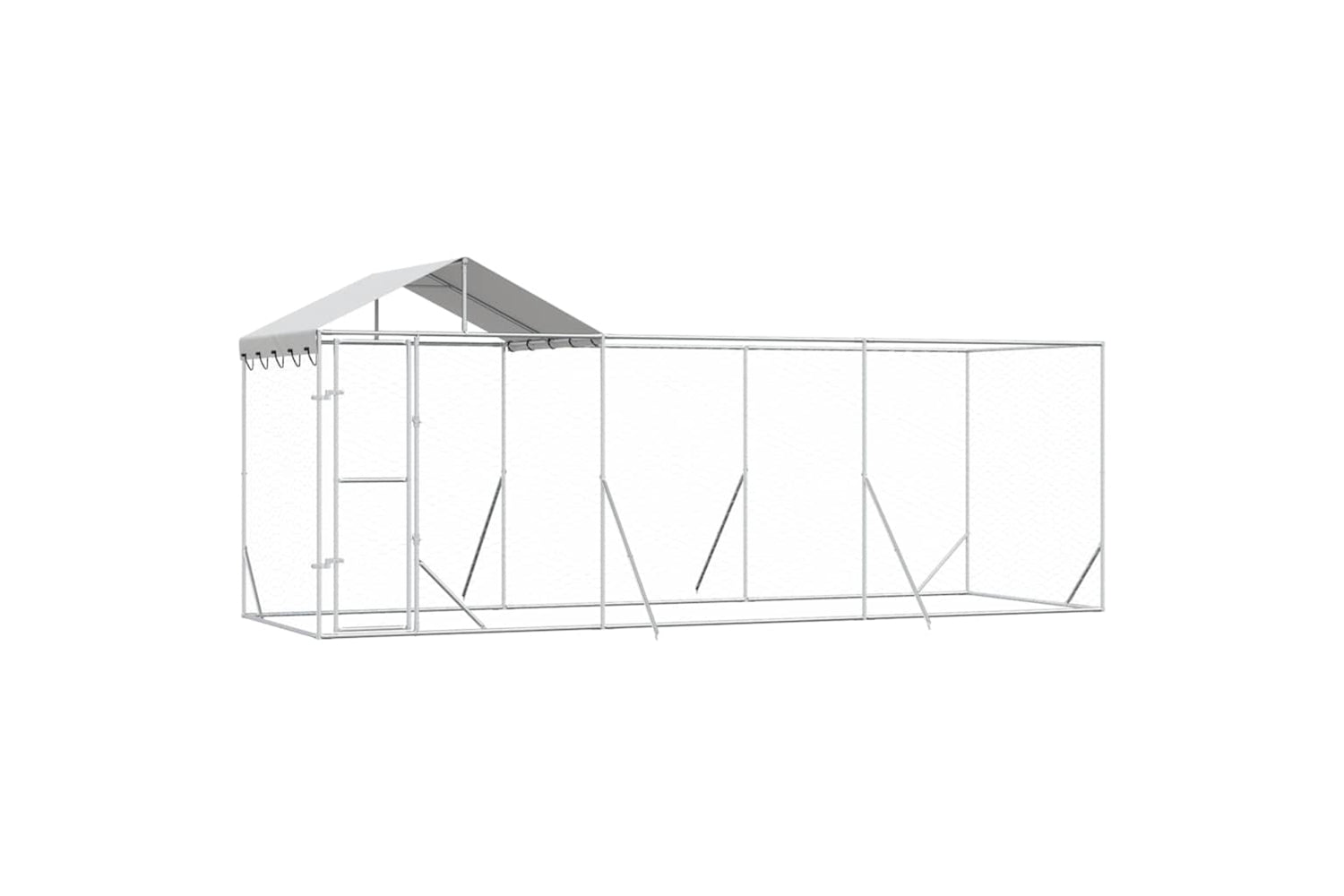 Vidaxl 3190467 Outdoor Dog Kennel With Roof Silver 6x2x2.5 M Galvanised Steel