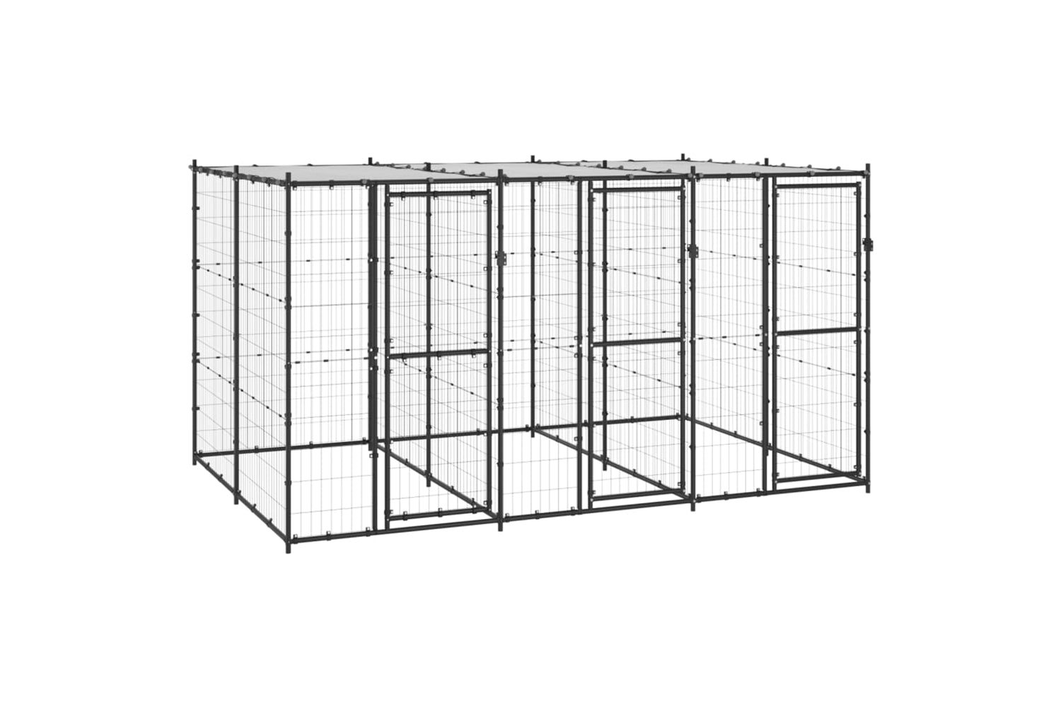 Vidaxl 3082250 Outdoor Dog Kennel Steel With Roof 7.26 M2