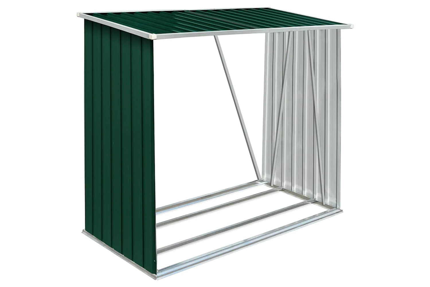 vidaXL 47089 Garden Log Storage Shed Galvanised Steel 163x83x154cm Green