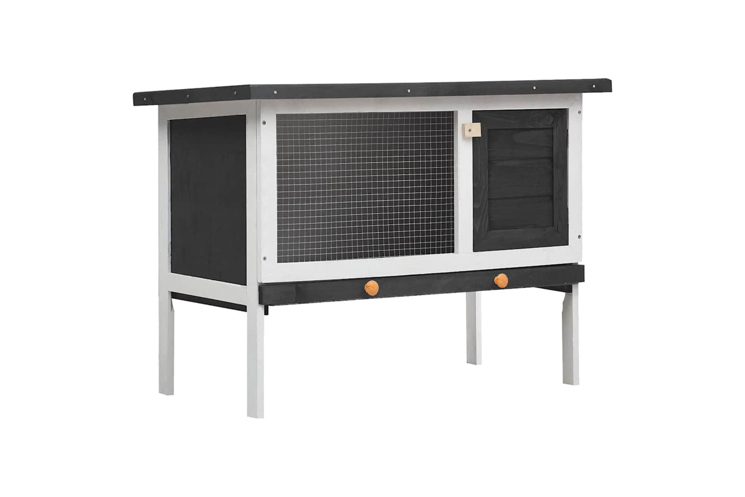 Vidaxl 170828 Outdoor Rabbit Hutch 1 Layer Grey Wood