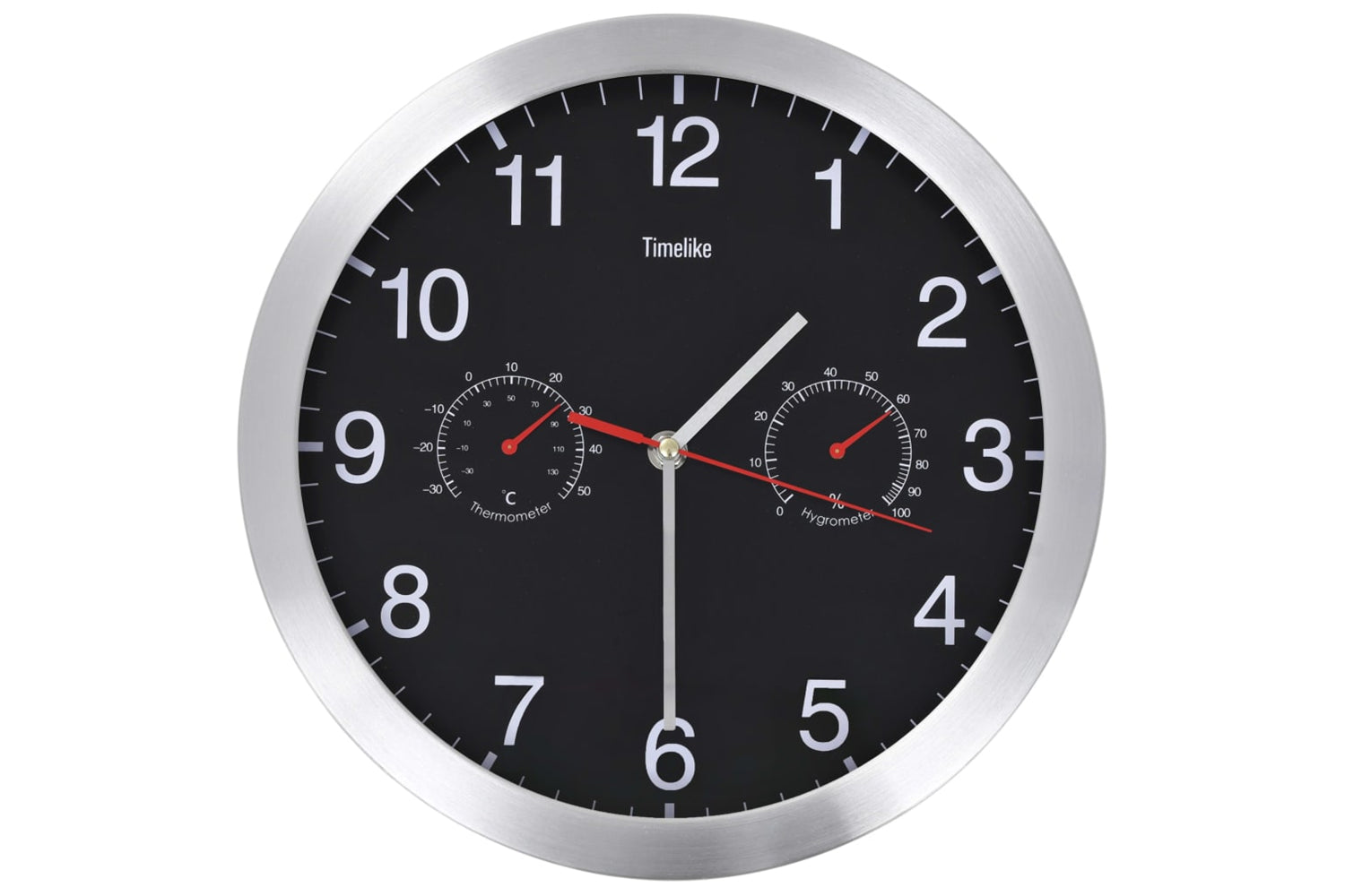 Vidaxl 50624 Wall Clock With Hygrometer and Thermometer 30 cm | Black