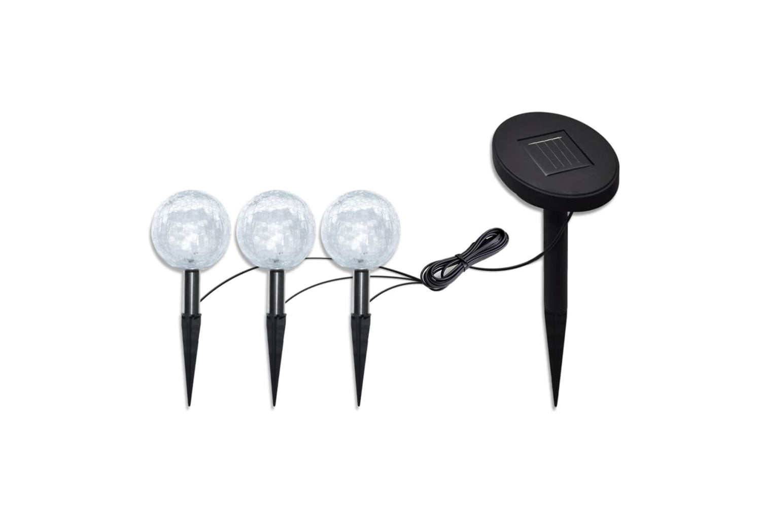 Vidaxl 40870 Solar Bowl 3 Led Garden Lights With Spike Anchors & Solar Panel