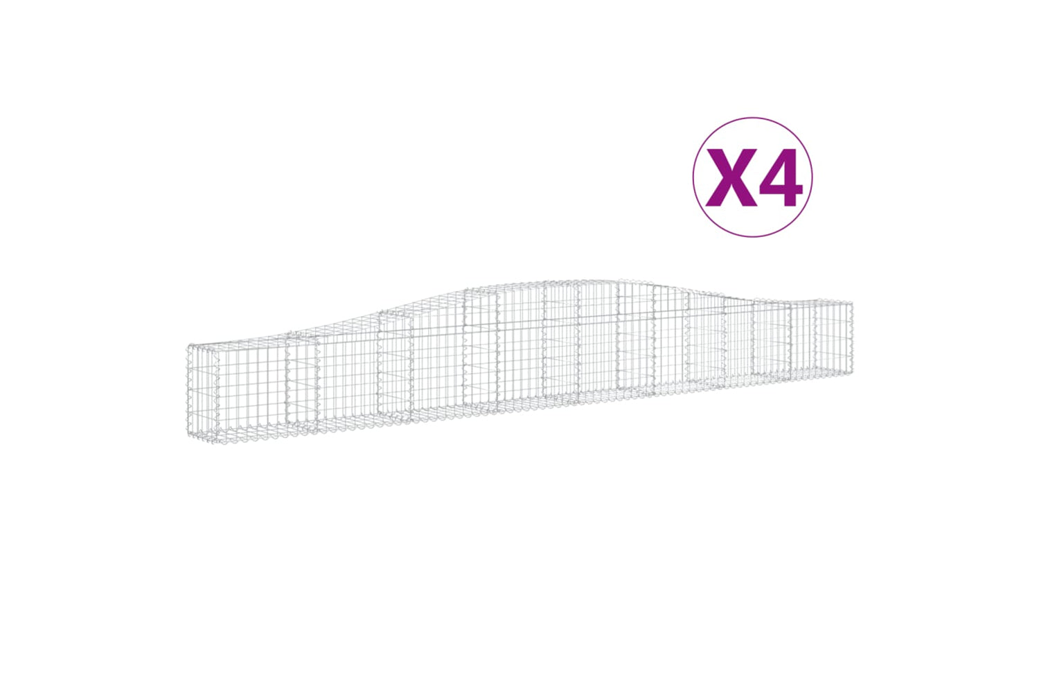 vidaXL 3145789 Arched Gabion Baskets 4 Pcs 400x30x40/60cm Galvanised Iron