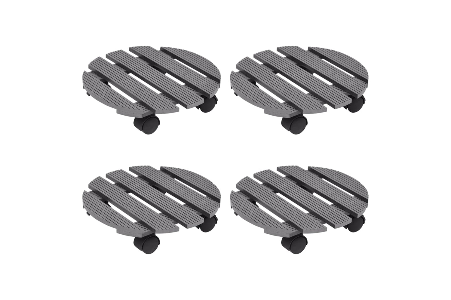 vidaXL 3143924 Plant Trolleys 4 Pcs Grey ÃƒÂƒÃ‚Â˜30x7,5cm Wpc