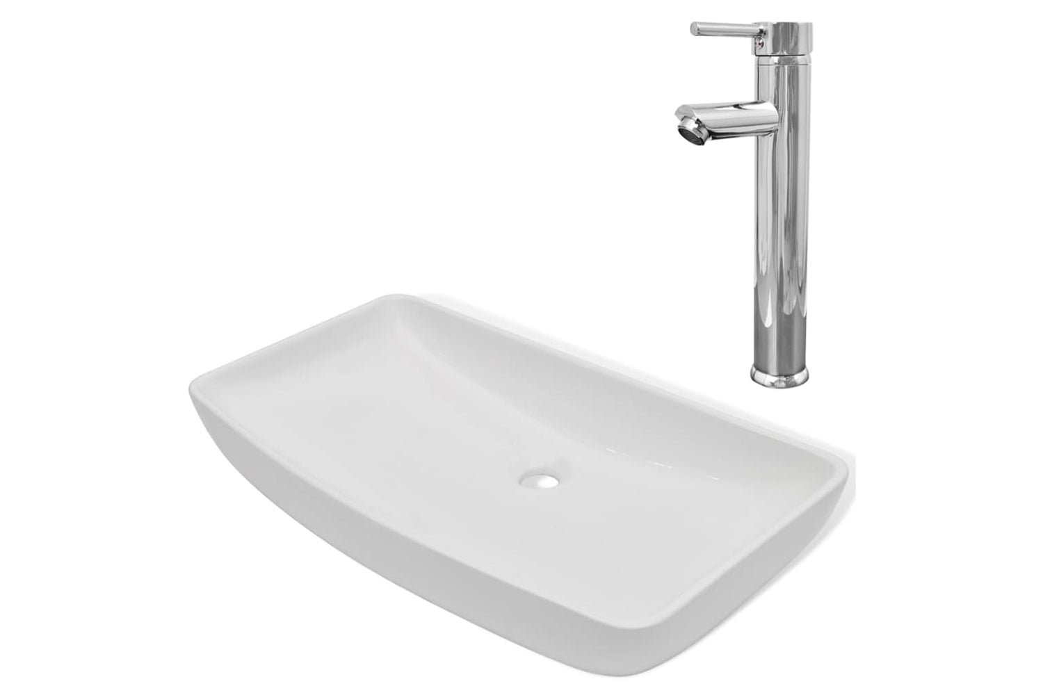 Vidaxl 275493 Bathroom Basin With Mixer Tap Ceramic Rectangular White