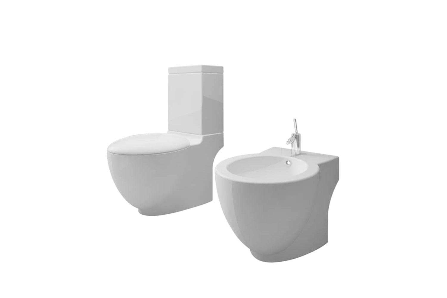 Vidaxl 270566 White Ceramic Toilet & Bidet Set