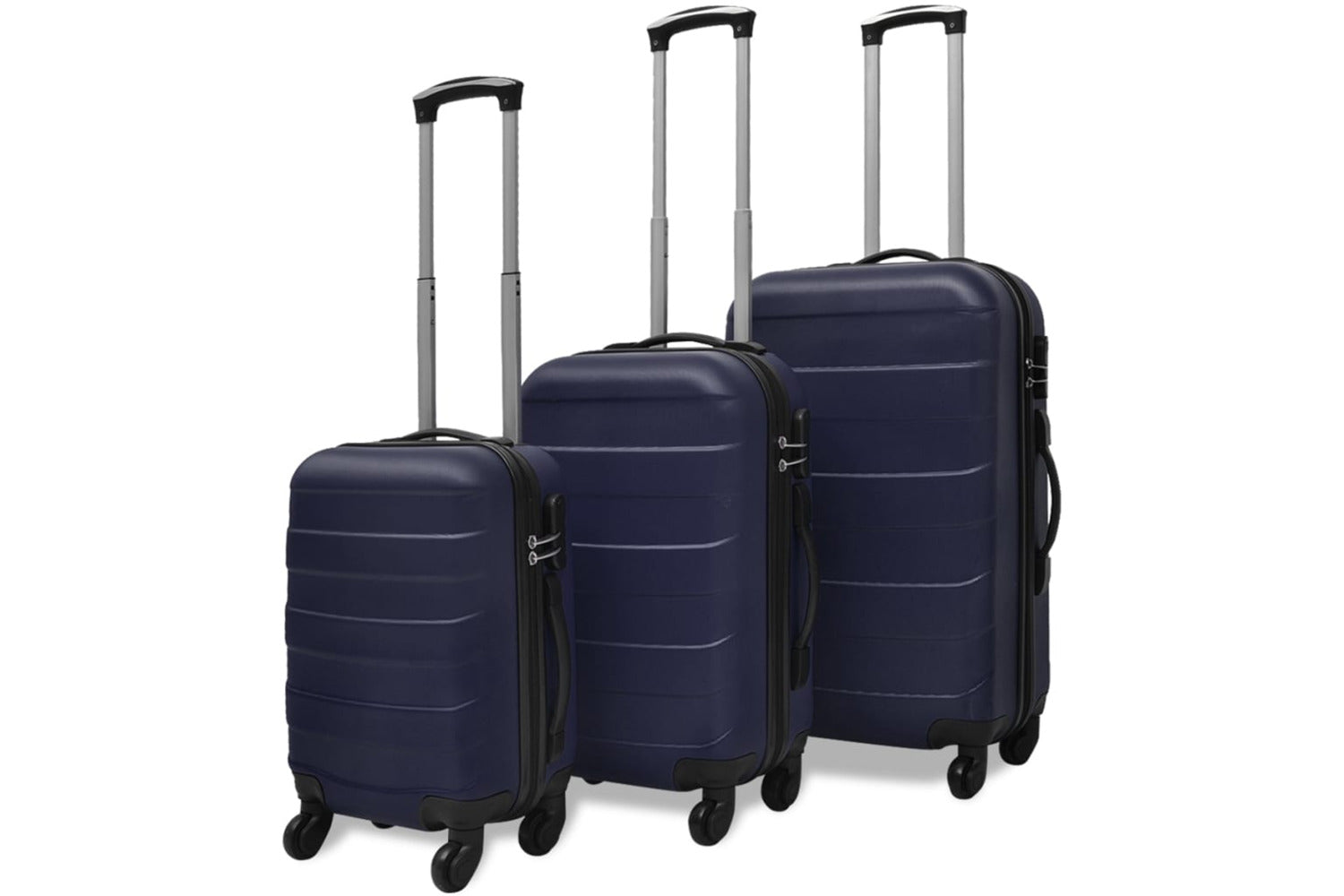 vidaXL Three Piece Hardcase Trolley Set Blue 45.5/55/66cm-2