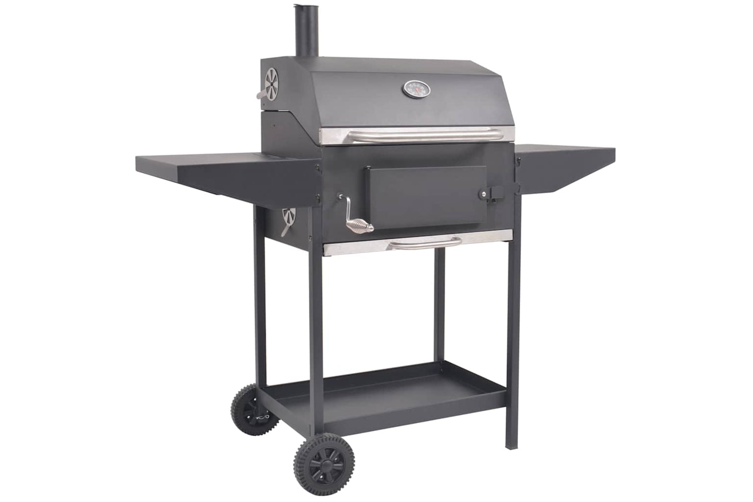 Vidaxl Bbq Charcoal Smoker With Bottom Shelf Black