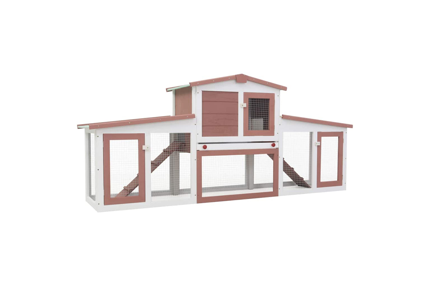 vidaXL 170844 Outdoor Large Rabbit Hutch Brown And White 204x45x85cm Wood