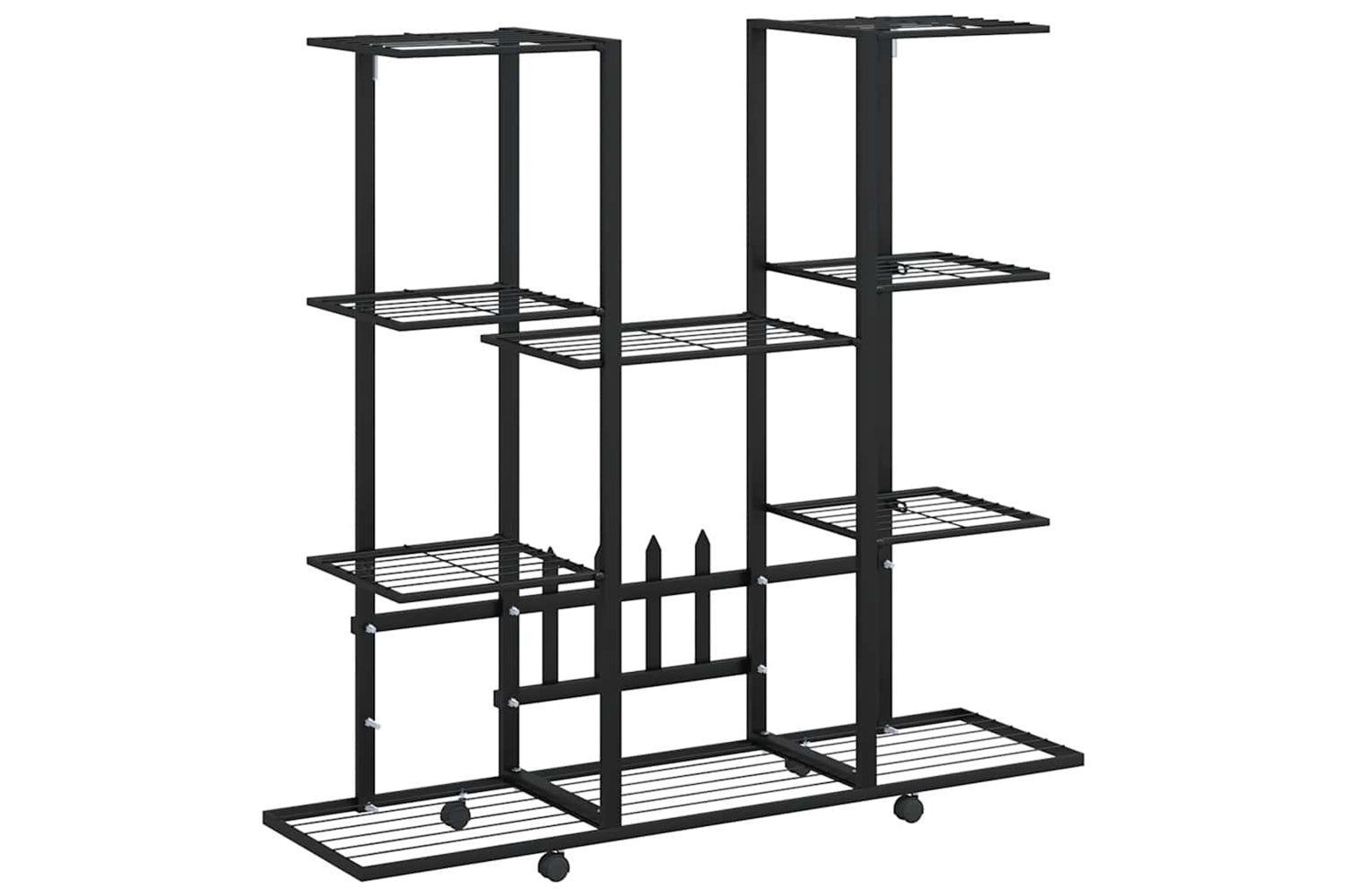 vidaXL 343121 Flower Stand With Wheels 94.5x24.5x91.5cm Black Iron