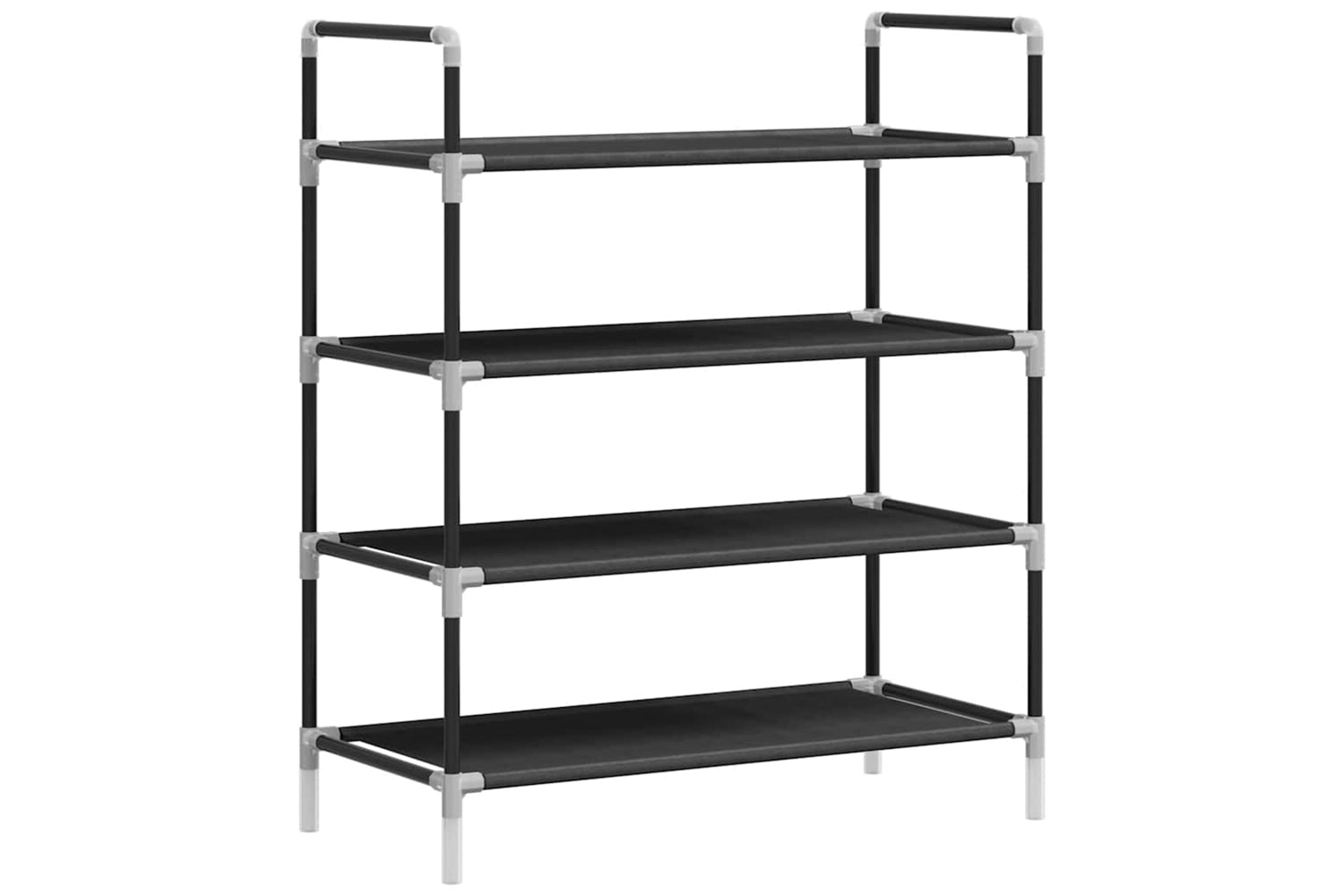 Vidaxl 245628 Shoe Rack With 4 Shelves Metal And Non-woven Fabric Black