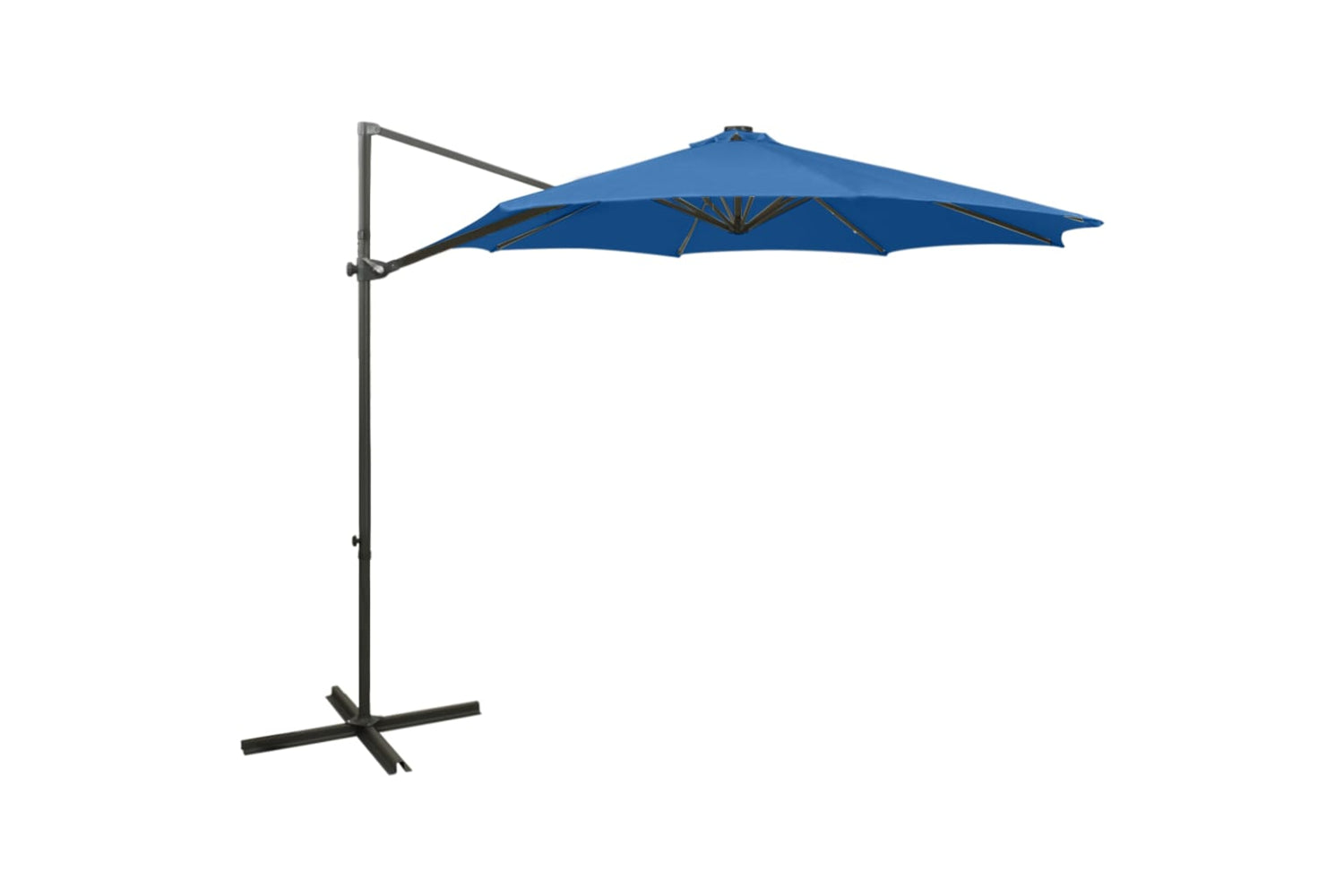 Vidaxl 312341 Cantilever Umbrella With Pole And Led Lights Azure Blue 300 Cm