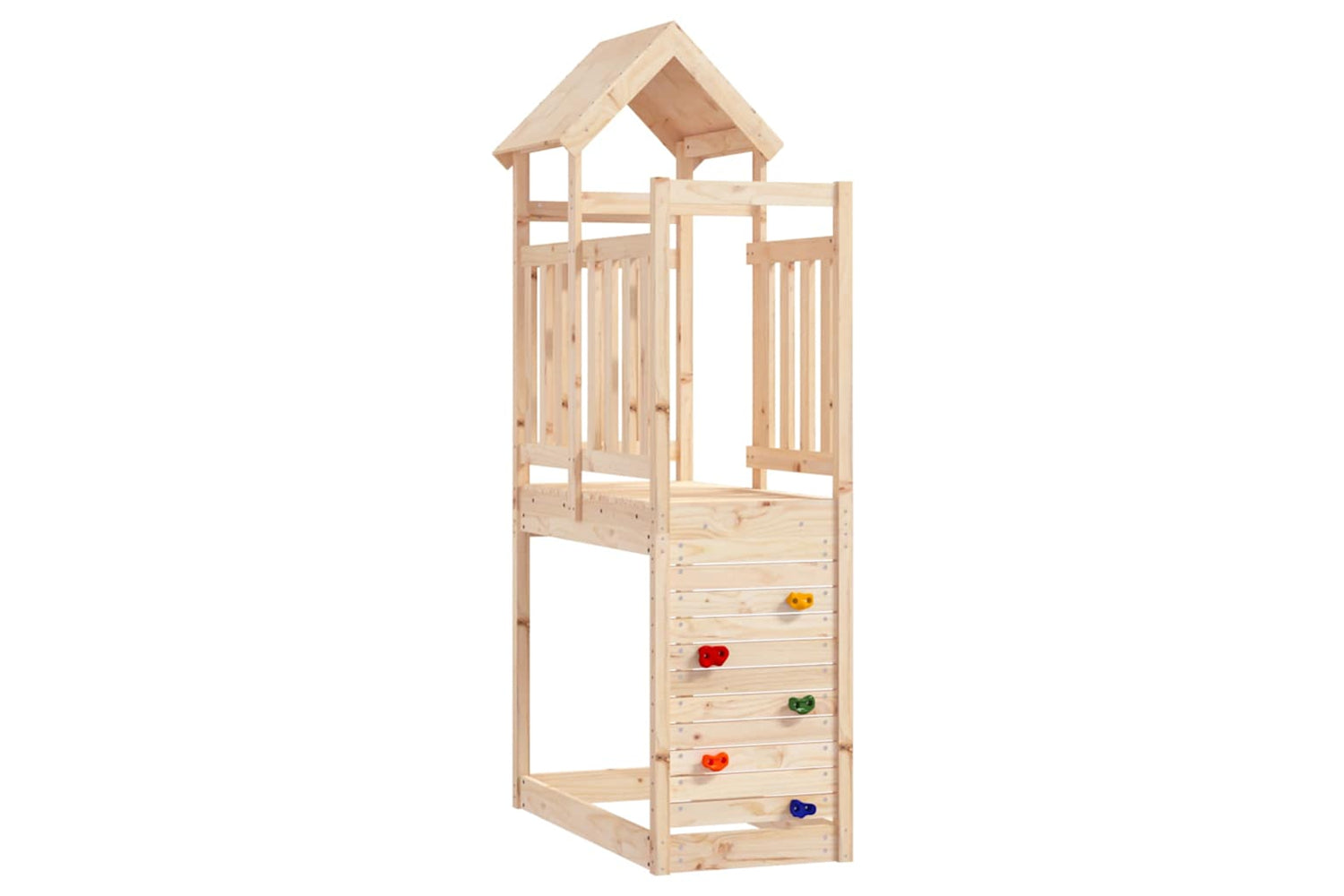Vidaxl Play Tower With Rockwall 53x110.5x214 Cm Solid Wood Pine
