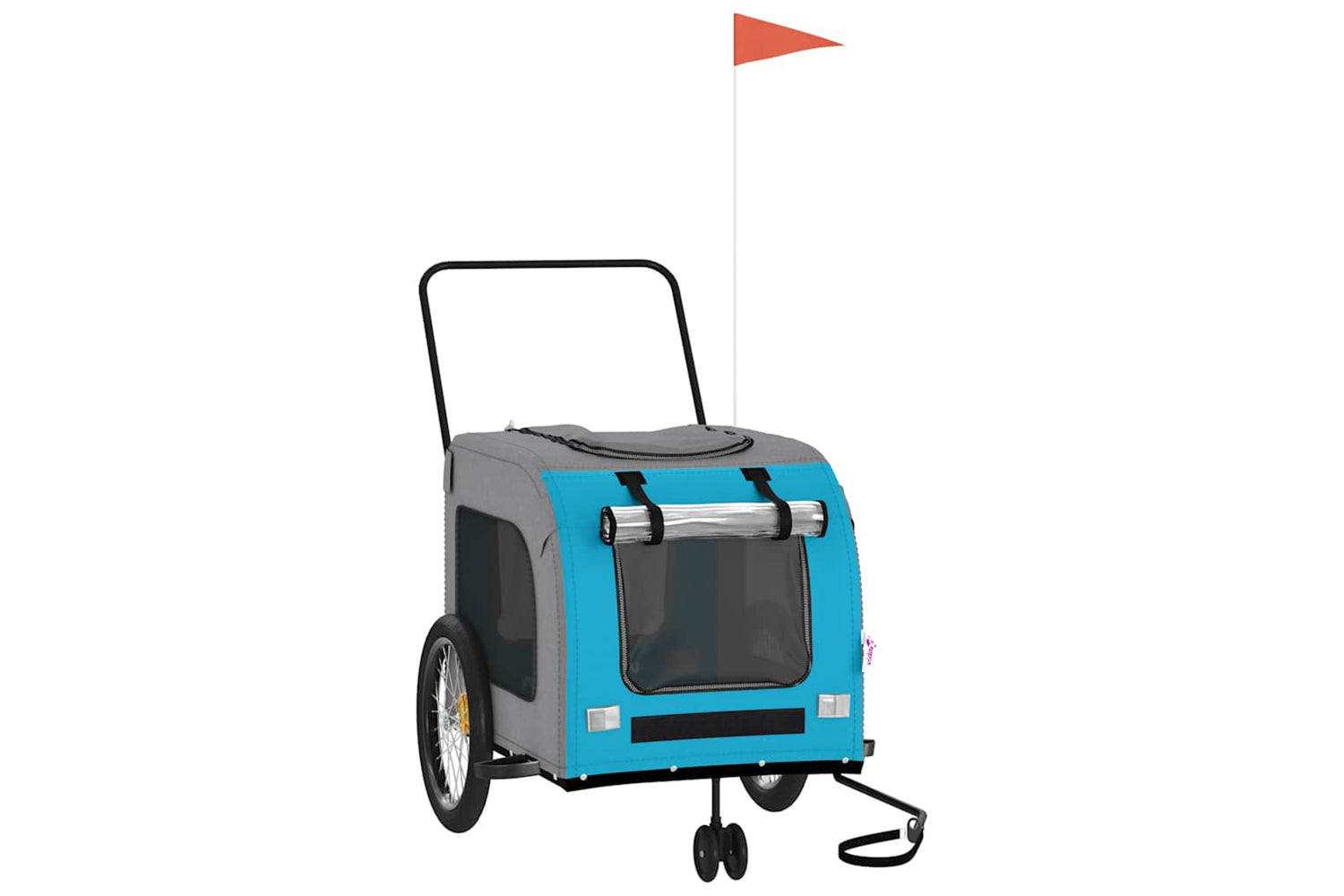 Vidaxl 93862 Pet Bike Trailer Blue And Grey Oxford Fabric And Iron