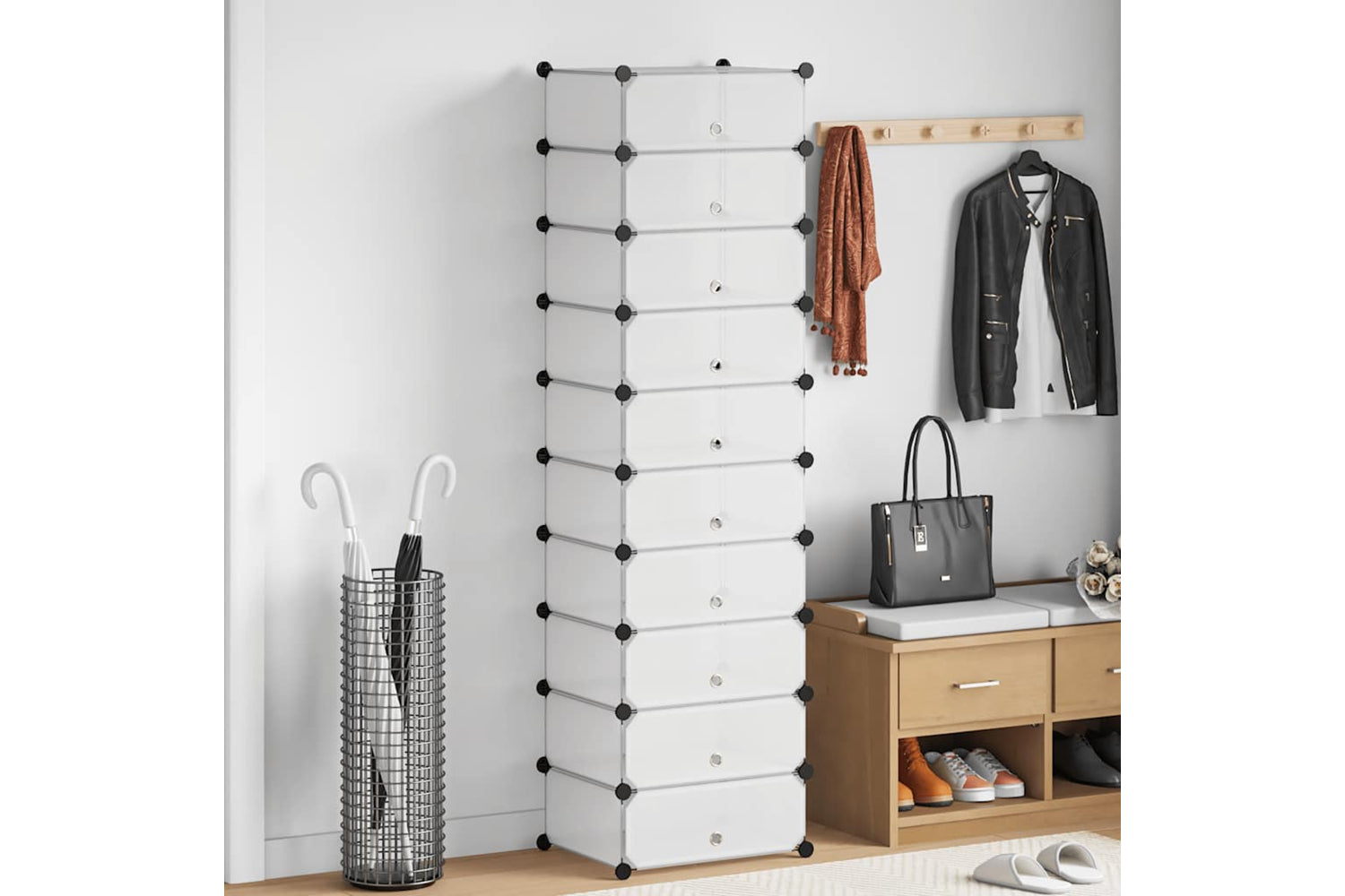 Vidaxl 244919 Interlocking Shoe Organiser With 10 Compartments White