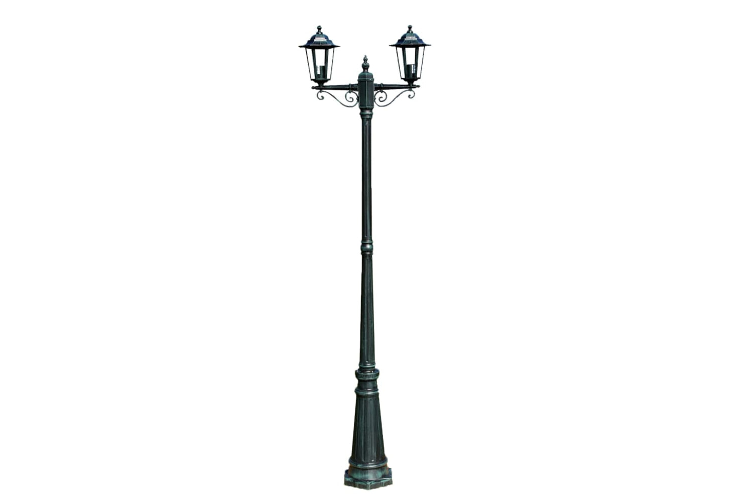 vidaXL 40247 Garden Light Post 2-arms 215cm Dark Green/black Aluminium