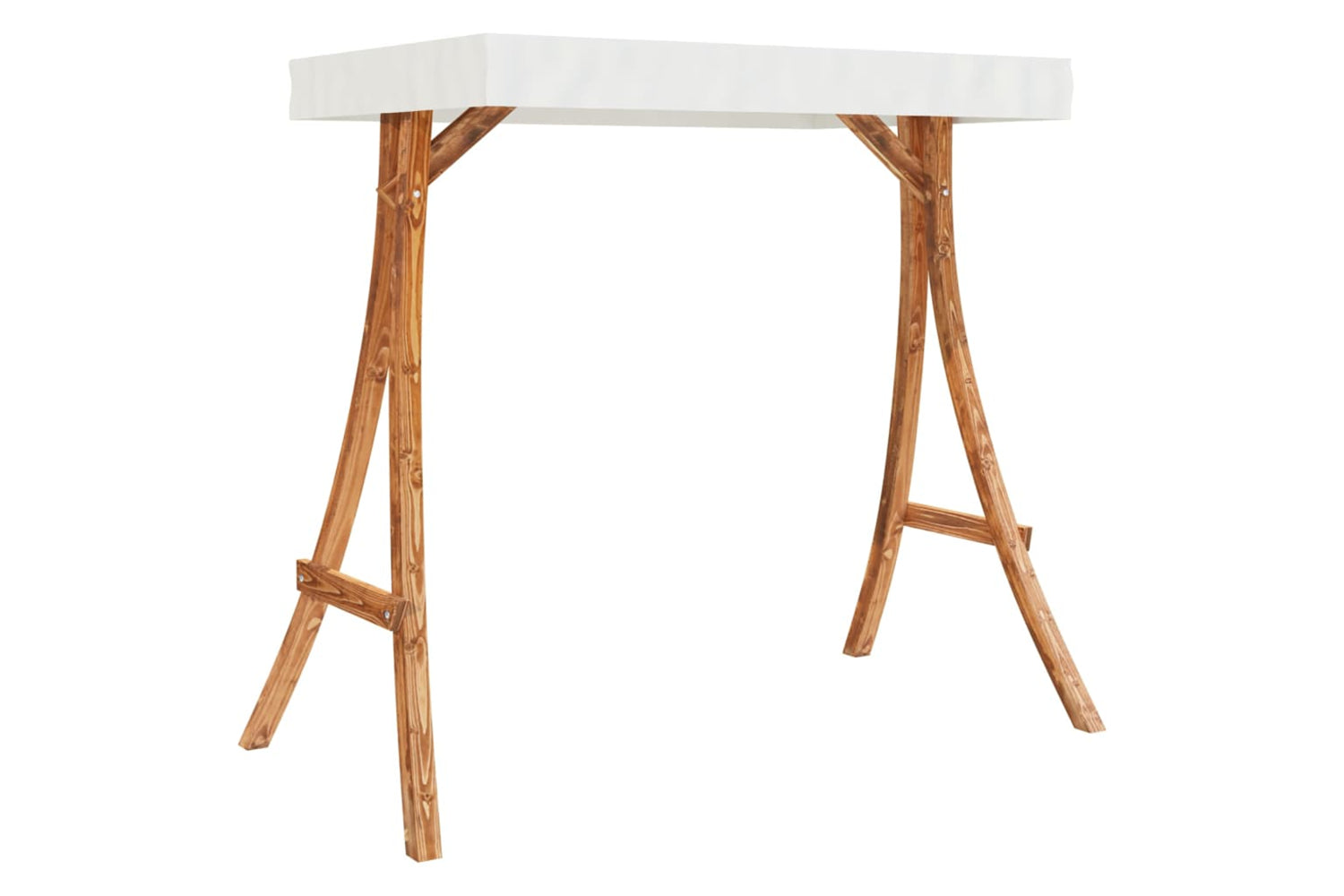 Vidaxl 313937 Swing Frame With Cream Roof Solid Bent Wood With Teak Finish