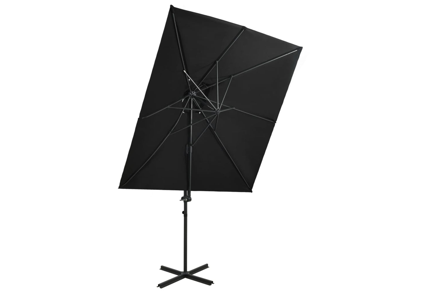 vidaXL 312364 Cantilever Umbrella With Double Top Black 250x250cm