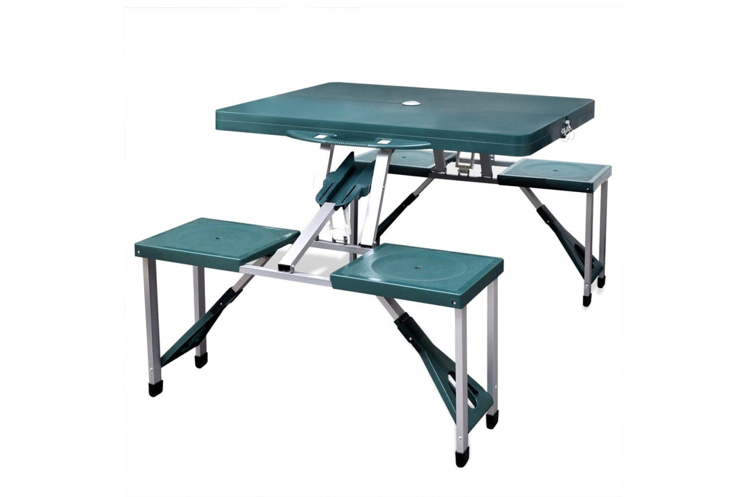 Vidaxl Foldable Camping Table Set With 4 Stools Aluminium Extra Light Green-2