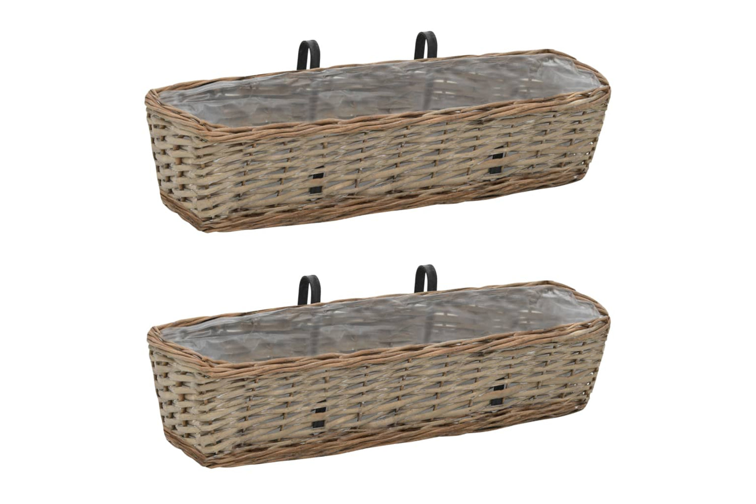 vidaXL 246829 Balcony Planter 2 Pcs Wicker With Pe Lining 60cm
