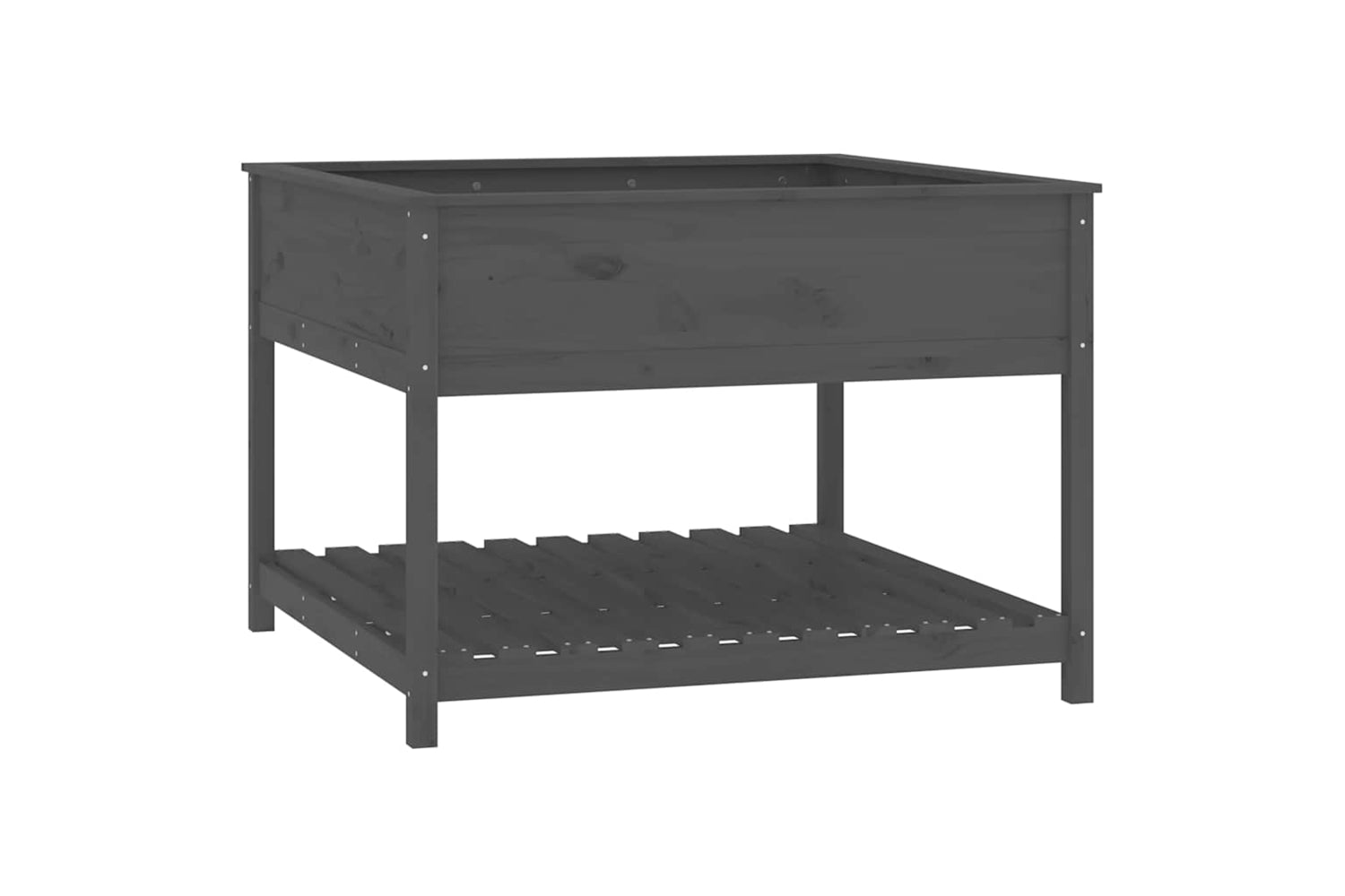 vidaXL 823803 Planter With Shelf Grey 111.5x111.5x81cm Solid Wood Pine