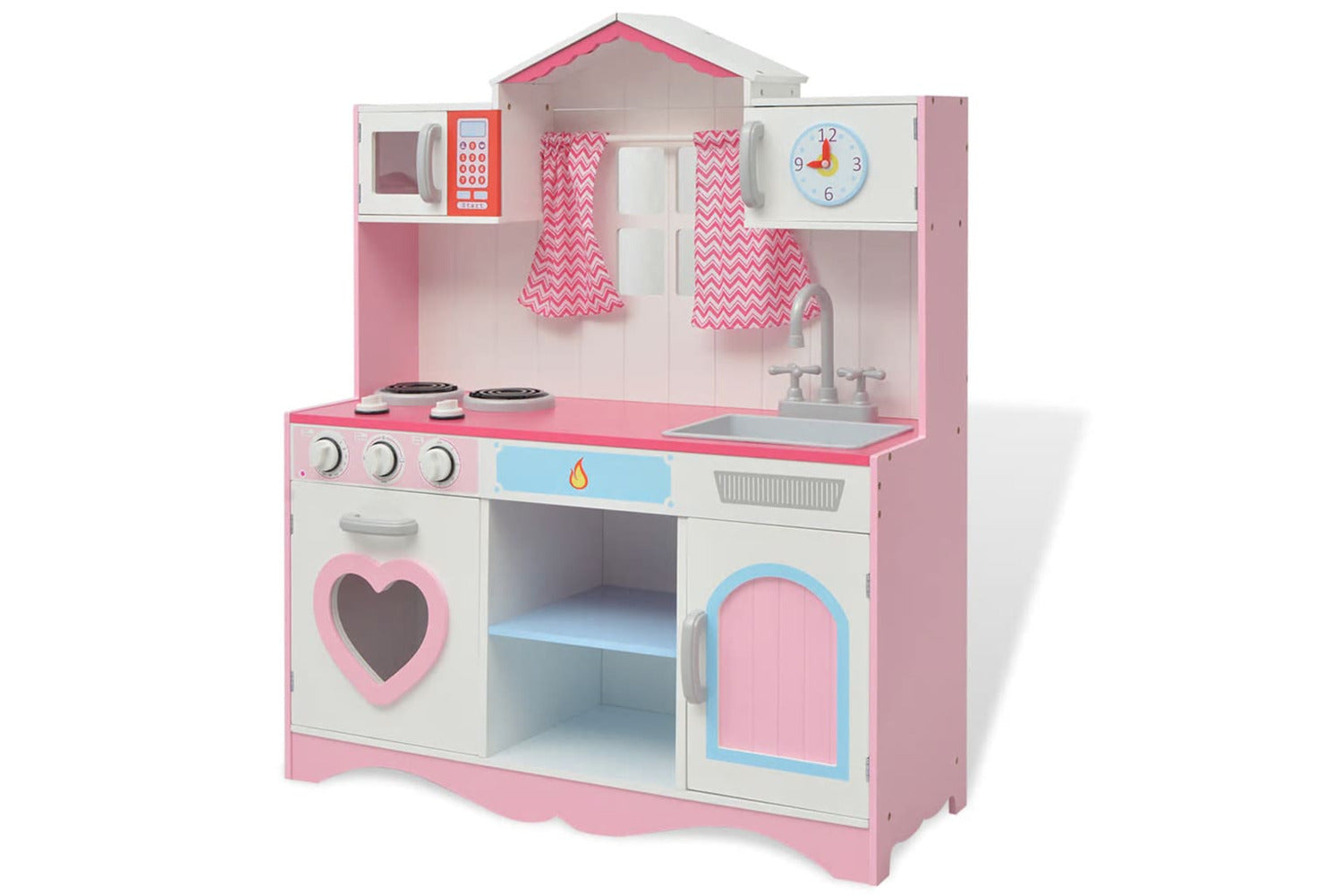 Vidaxl Toy Kitchen Wood 82x30x100 Cm Pink And White-2